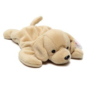 Vintage FETCH 1998 TY Beanie Baby Puppy Dog Stuffed Animal Beige Collectable